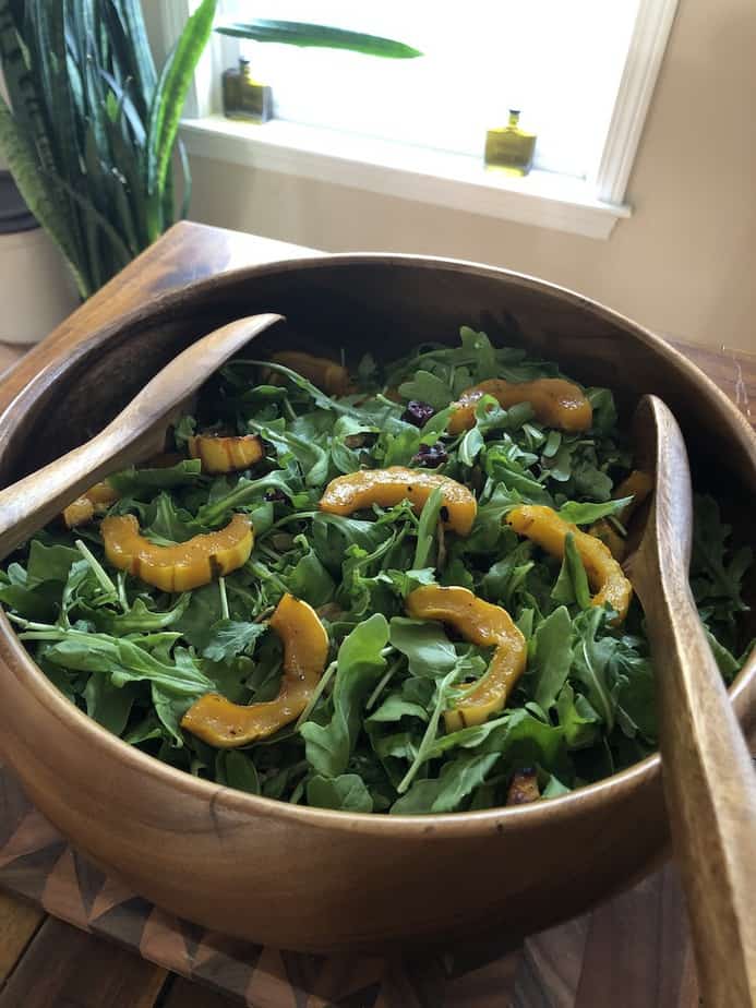 Arugula Salad with Roasted Delicata Squash and Balsamic Vinagrette