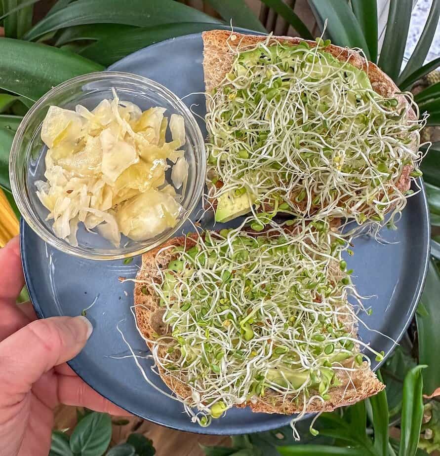 Fresh sprouts on toast.