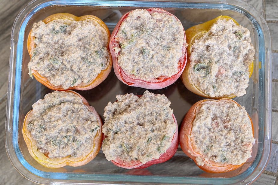 Six frozen stuffed bell pepper dog treats. 