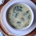 Kale Soup in a ceramic bowl.