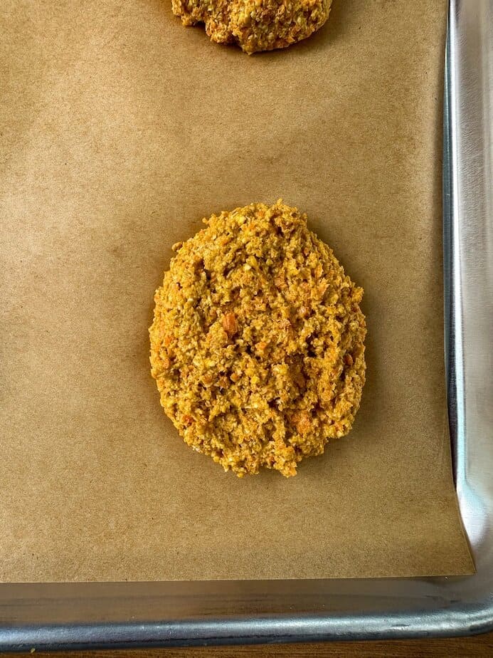 Egg-shaped carrot treat.