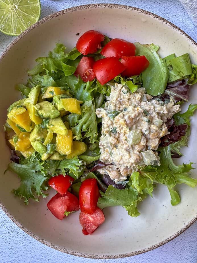 Avocado Mango salsa on a salad.