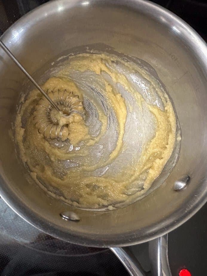 Roux made in saucepan.